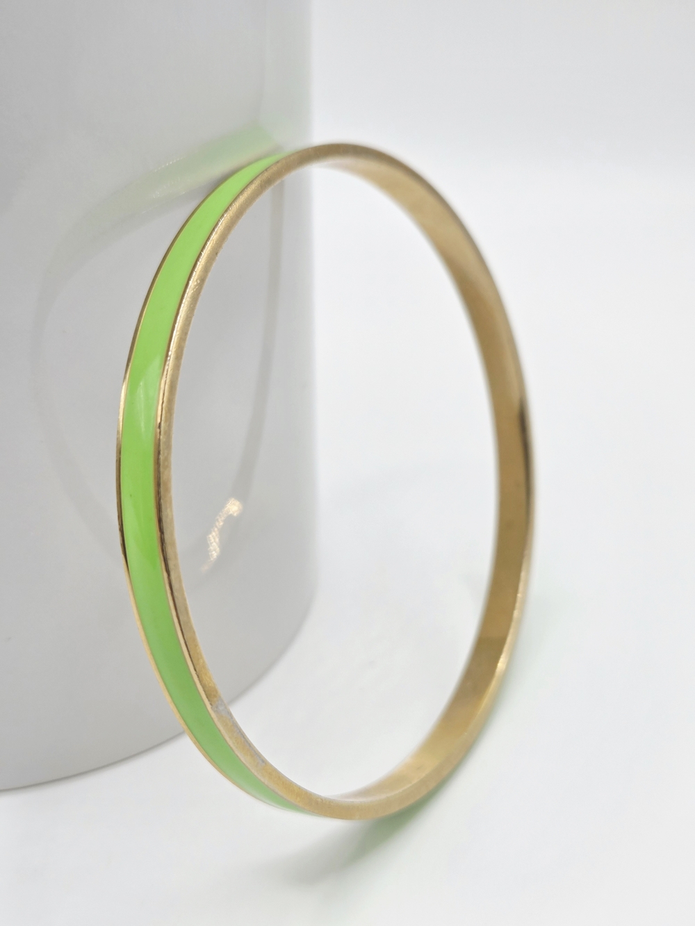 J. Crew Gold-Tone Bangle Bracelet with Lime Green Enamel